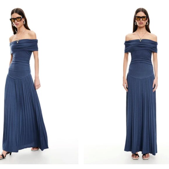 NWT LIONESS NAVY FIELD OF DREAMS MAXI DRESS M - Picture 2 of 3